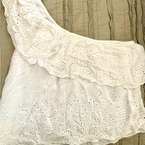 American Eagle One Shoulder Eyelet Top